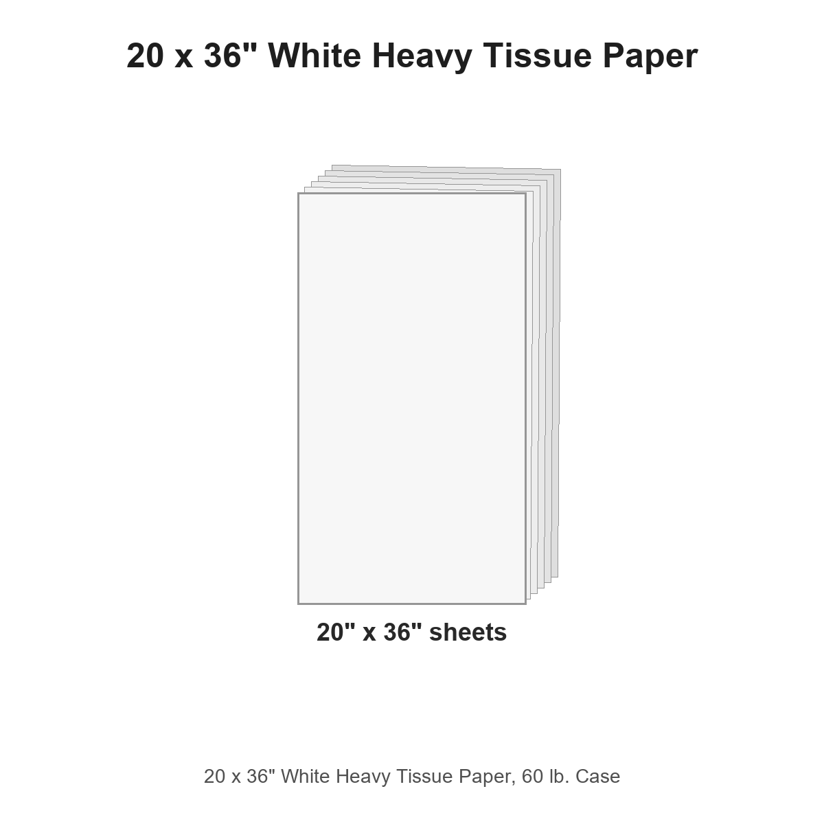 20 x 36" White Heavy Tissue Paper, 60 lb. Case