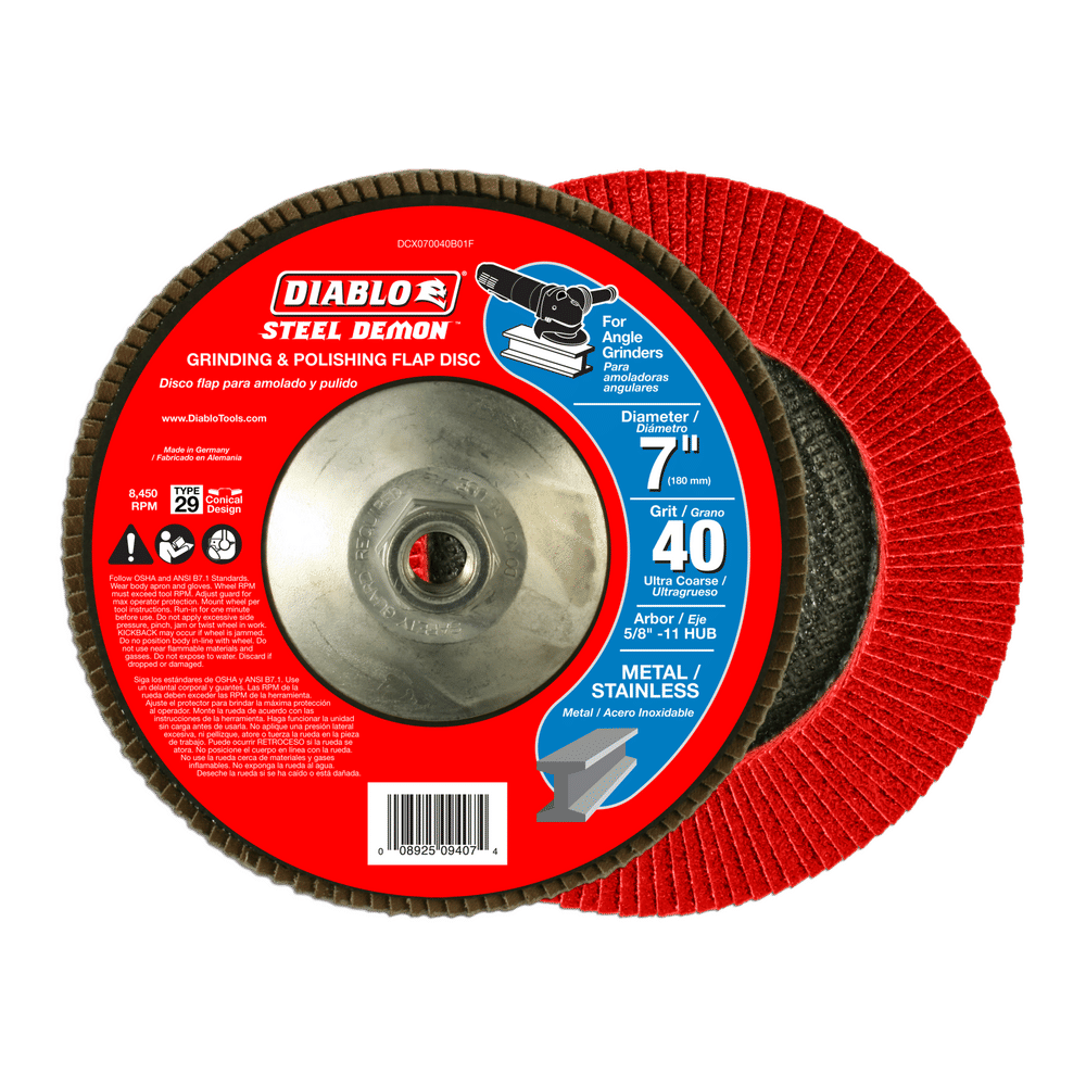 Diablo Steel Demon 7 in. Premium Zirconium Blend Bolt-On Flap Disc 40 Grit Ultra Coarse 1 pk
