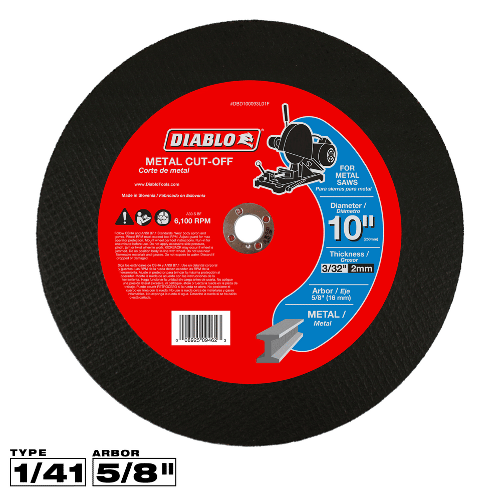 Diablo 10 in. D X 5/8 in. X 3/32 in. thick Aluminum Oxide Metal Cut-Off Disc 1 pk