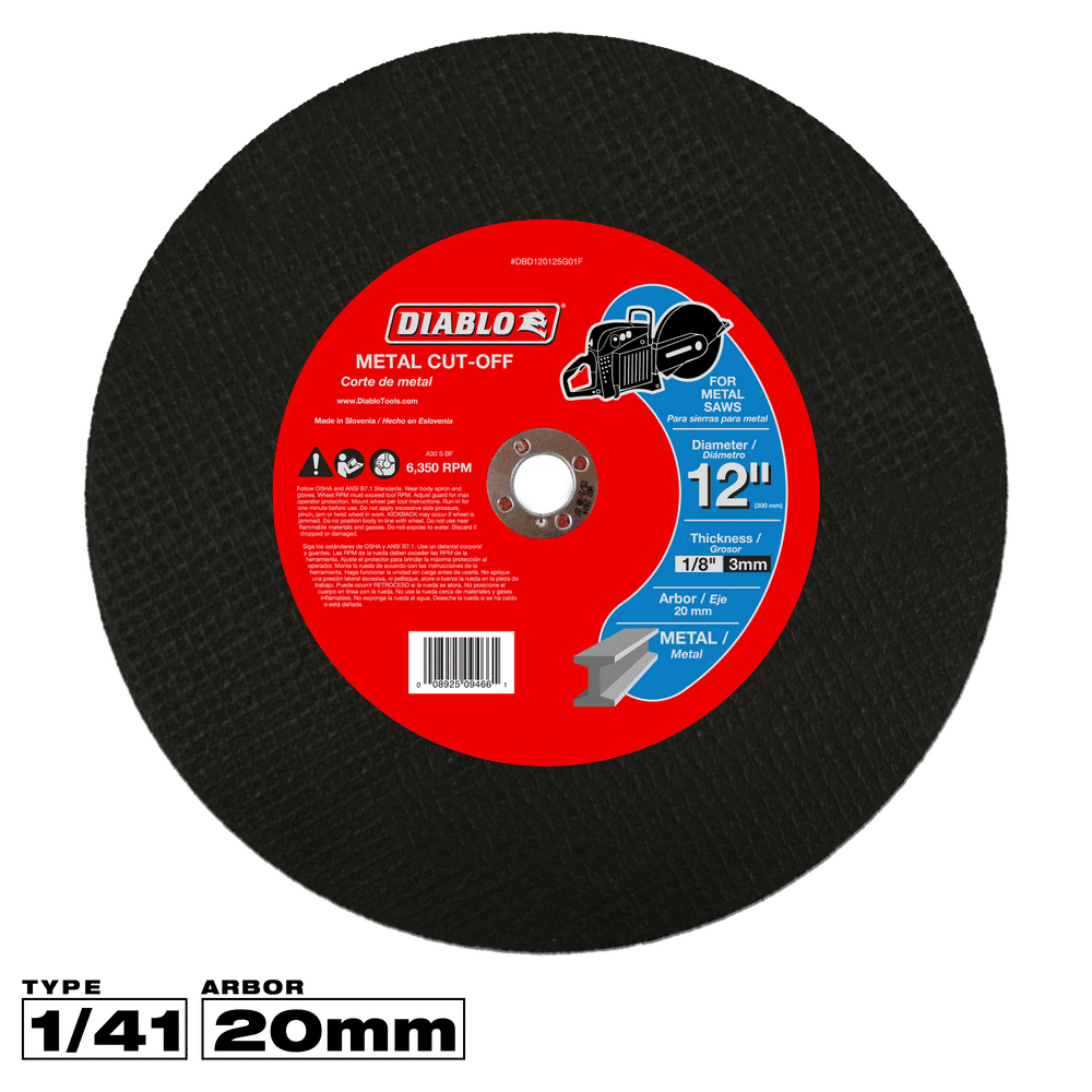 Diablo 12 in. D X 20 mm X 1/8 in. thick Aluminum Oxide High Speed Metal Cut-Off Disc 1 pk