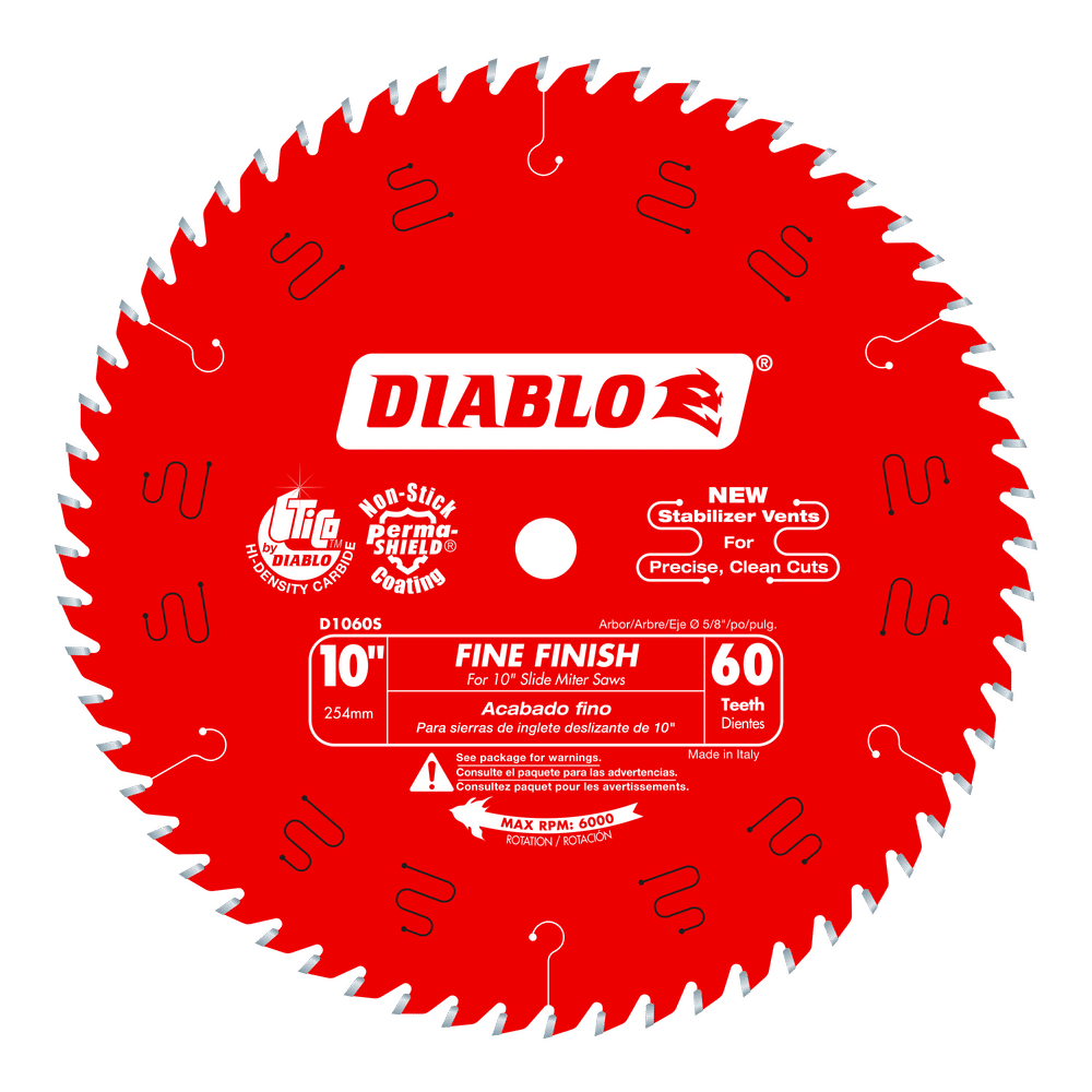 Diablo 10 in. D X 5/8 in. Fine Finish TiCo Hi-Density Carbide Circular Saw Blade 60 teeth 1 pk