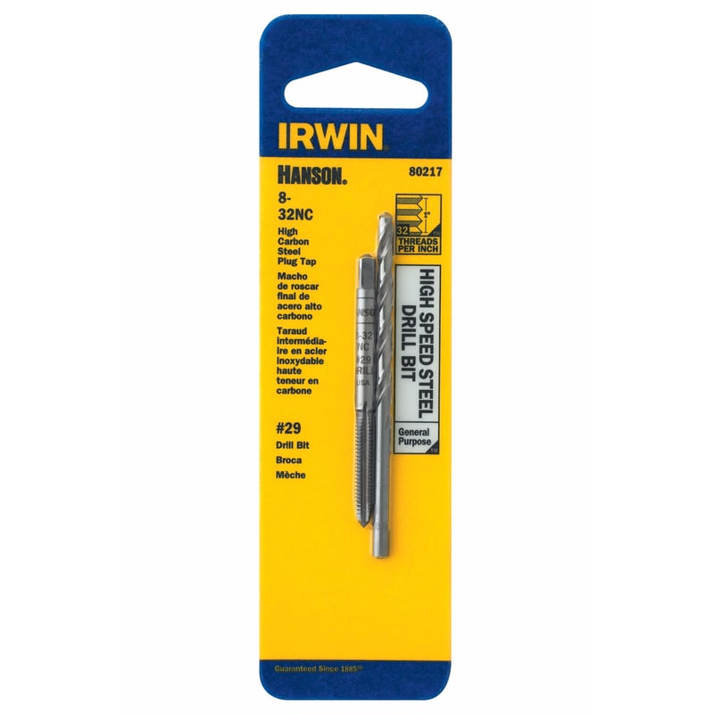 Irwin Hanson High Carbon Steel SAE Tap and Drill Combo Set No. 29 8-32 2 pc