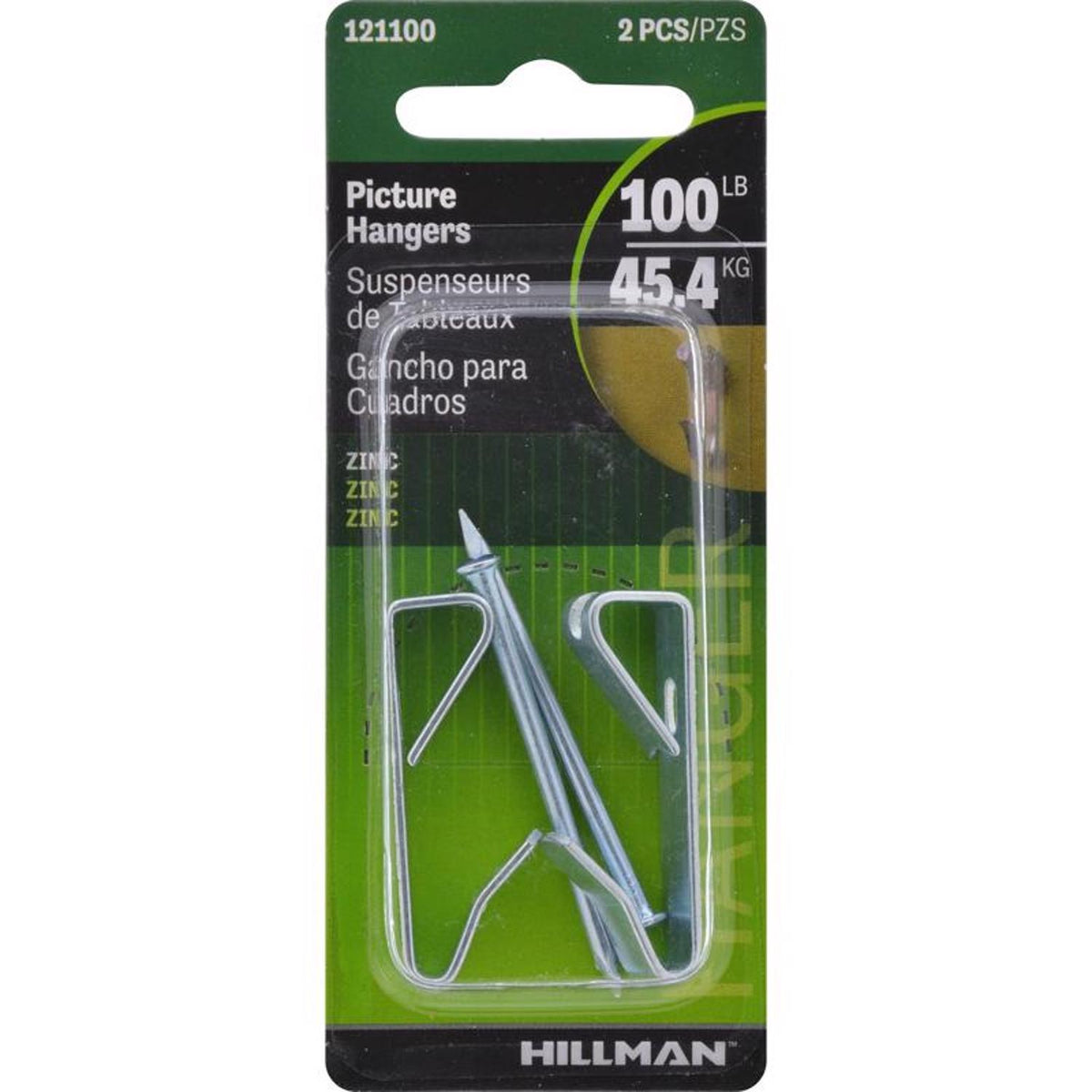 HILLMAN Zinc Silver Conventional Picture Hanger 100 lb 1 pk