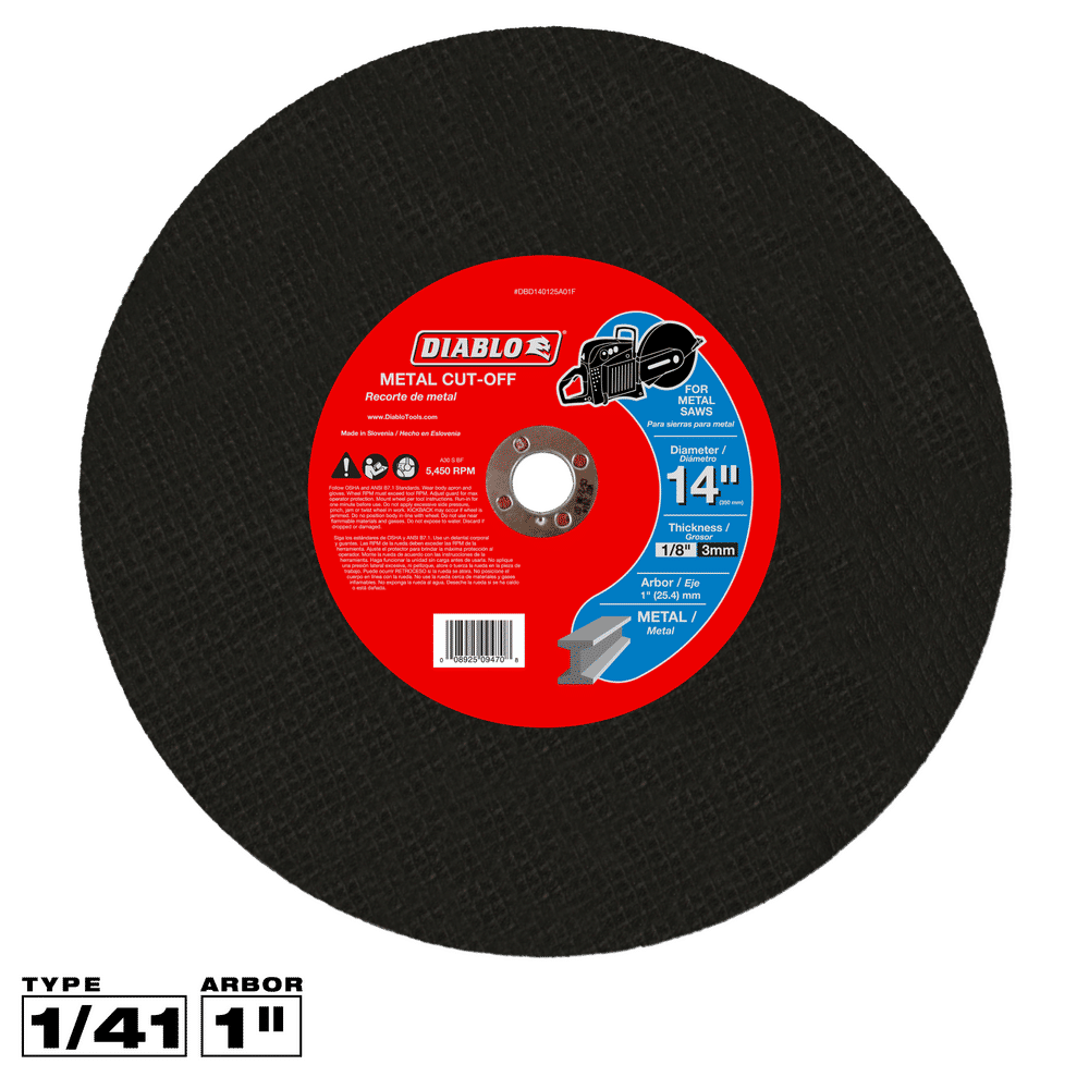 Diablo 14 in. D X 1 in. X 1/8 in. thick Aluminum Oxide High Speed Metal Cut-Off Disc 1 pk