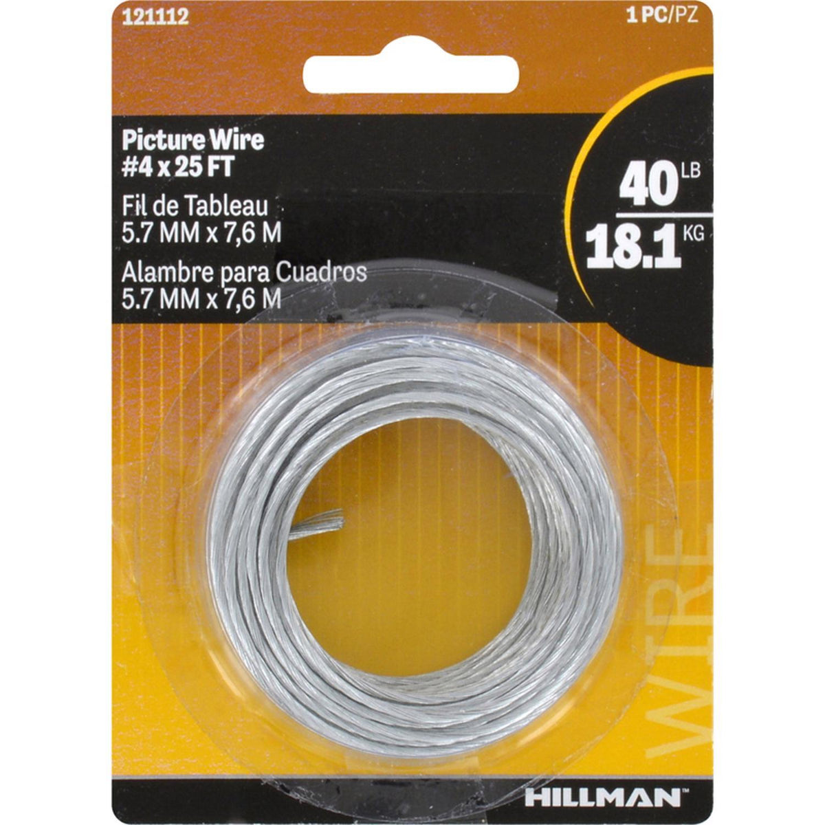 HILLMAN Galvanized Silver Braided Picture Wire 40 lb 1 pk