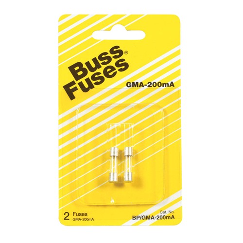Bussmann 0.2 amps Fast Acting Glass Fuse 2 pk
