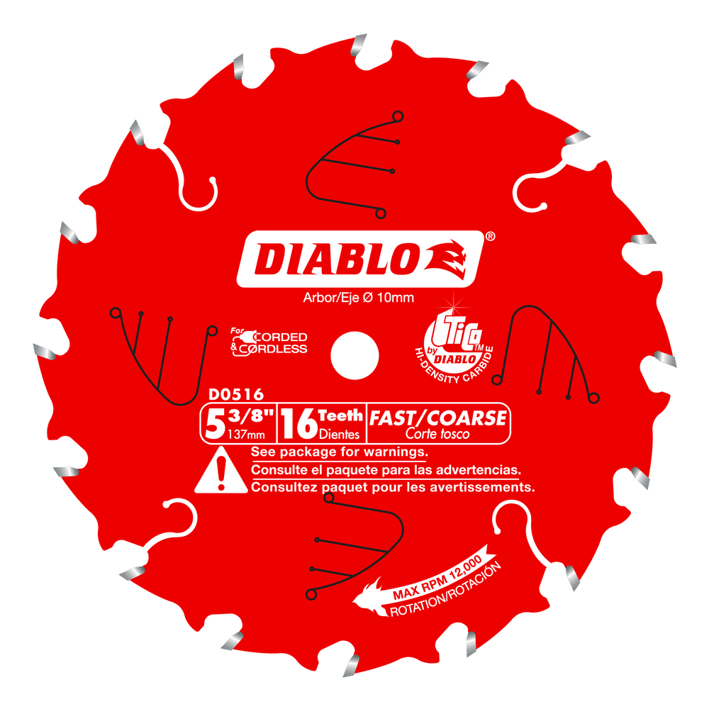 Diablo 5-3/8 in. D X 10 mm TiCo Hi-Density Carbide Trim Saw Blade 16 teeth 1 pk