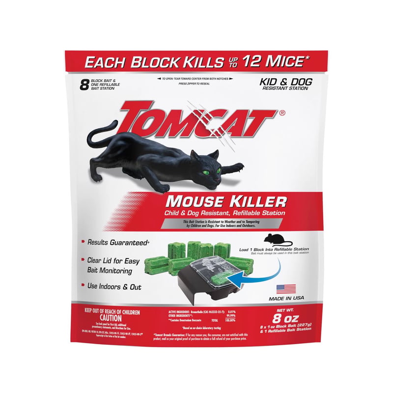Tomcat Bait Station and Bait Blocks For Mice 8 oz 1 pk