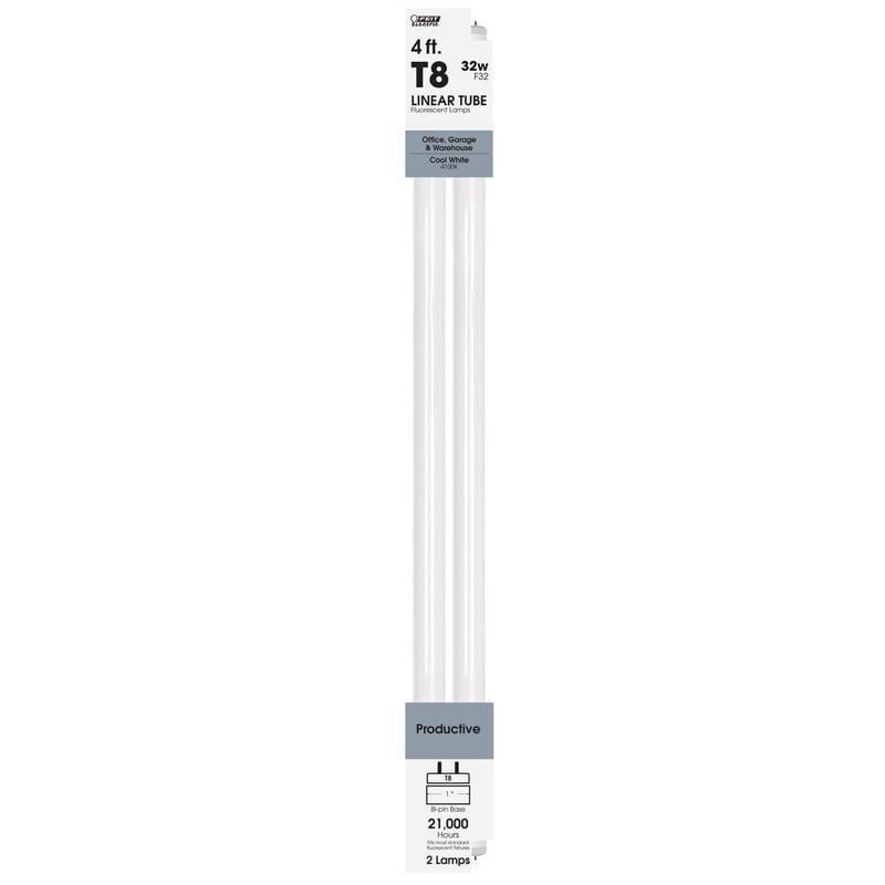 Feit Legacy Bulb 32 W T8 1 in. D X 47.6 in. L Fluorescent Bulb Cool White Linear 4100 K 2 pk