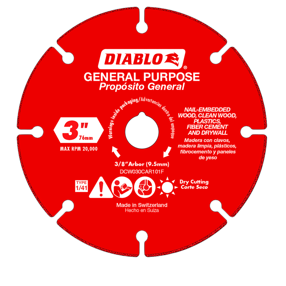 Diablo 3 in. D X 3/8 in. X 1.8MM in. thick Carbide Cut-Off Wheel 1 pc