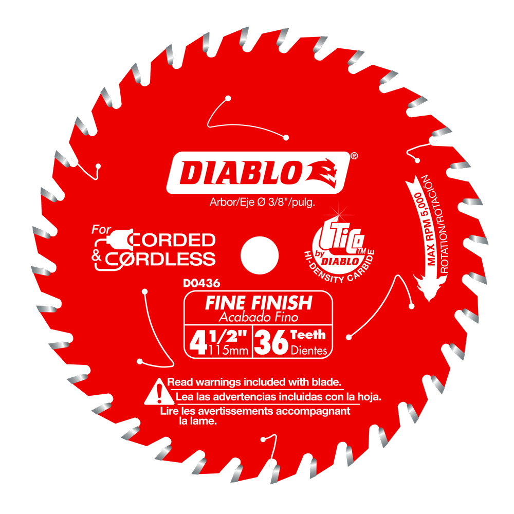 Diablo 4-1/2 in. D X 3/8 in. Fine Finish TiCo Hi-Density Carbide Circular Saw Blade 36 teeth 1 pk