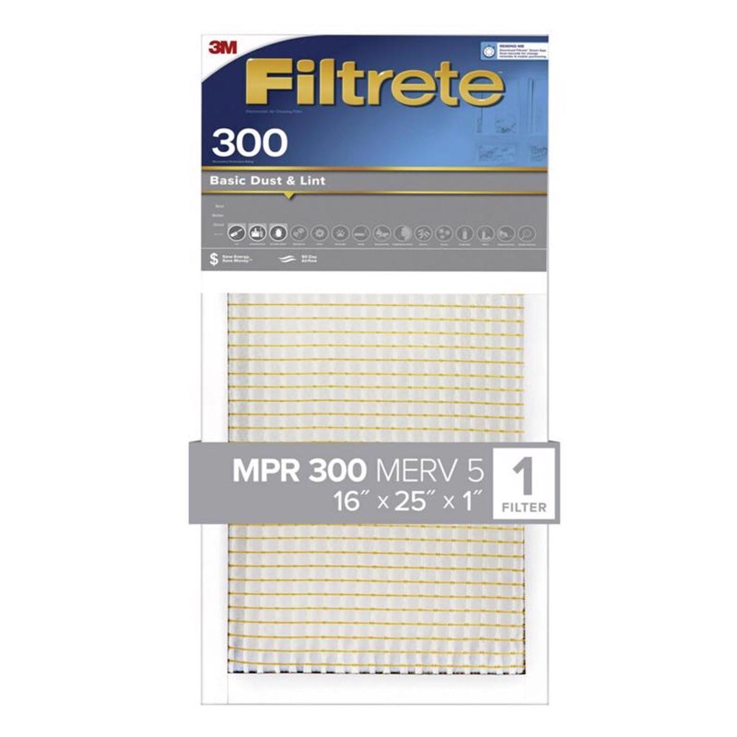 Filtrete 16 in. W X 25 in. H X 1 in. 300 MPR Pleated Filter Dust 1 pk
