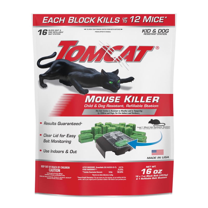 Tomcat Bait Station and Bait Blocks For Mice 16 oz 1 pk