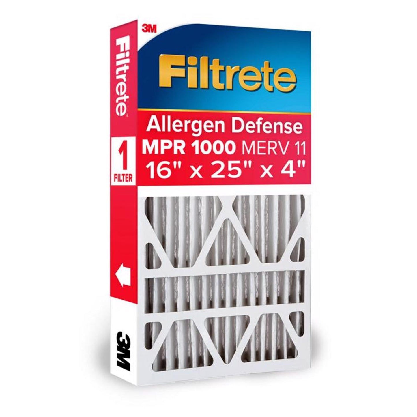 Filtrete Allergen Defense 16 in. W X 25 in. H X 4 in. Pleated 1000 MPR Pleated Allergen Air Filter 1