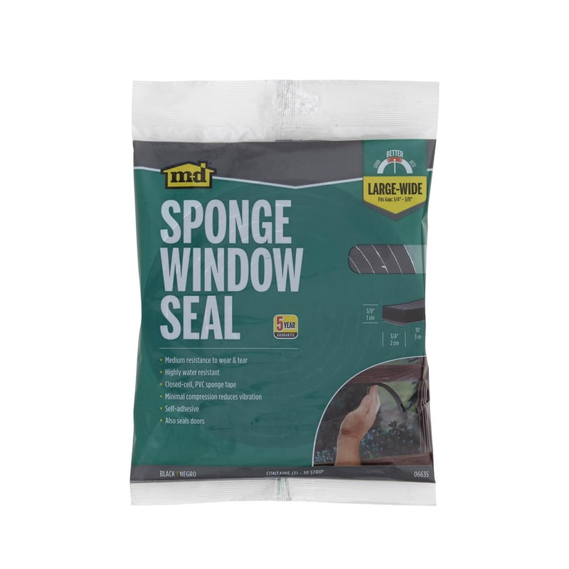 M-D Building Products Black Rubber Weather Stripping Tape For Doors and Windows 10 ft. L X 0.38 in.
