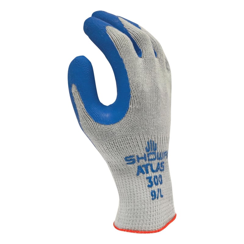 SHOWA ATLAS 300 Unisex Indoor/Outdoor Coated Work Gloves Blue/Gray L 1 pair