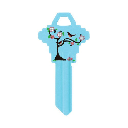 HILLMAN DIVA Tree & Birds House/Office Universal Key Blank Single Blue