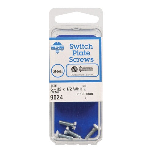 HILLMAN No. 6-32 in. X 1/2 in. L Slotted Oval Head Steel Machine Screws 4 pk
