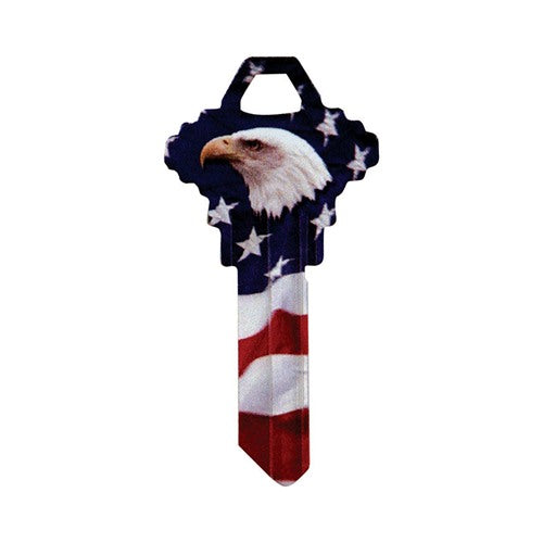HILLMAN Wackey Flag & Eagle House/Office Universal Key Blank Single