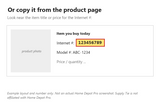 Example showing where to find a Home Depot Pro Internet number (example number, not a real document)