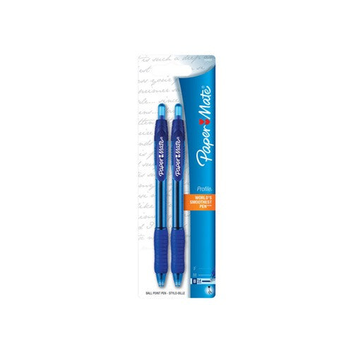Paper Mate Profile Blue Retractable Ball Point Pen 2 pk