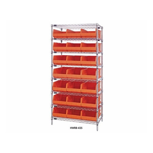 Quantum Wire Shelving Systems With Stackable Shelf Bins