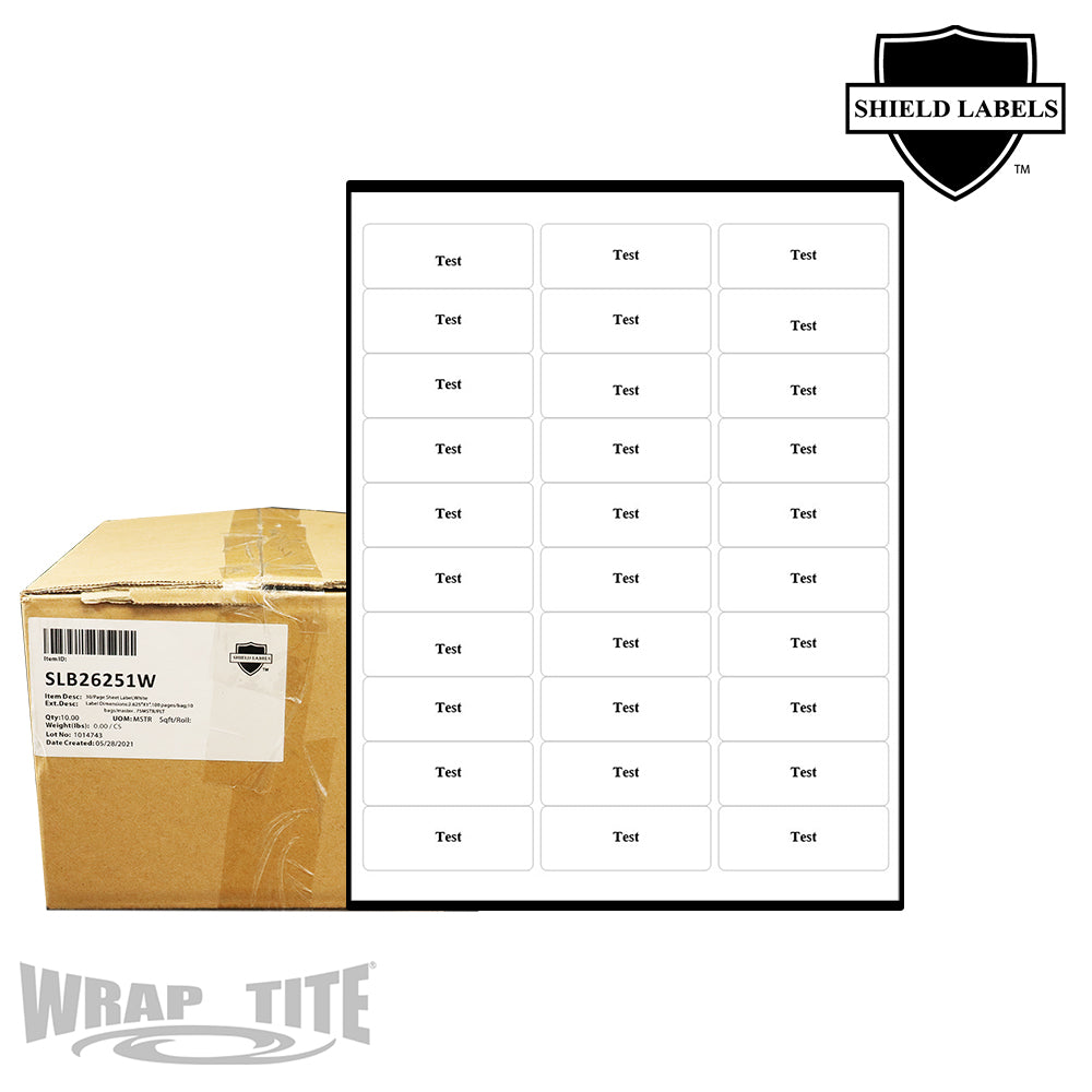 2.625" x 1"- 30/Page Sheet Label, White