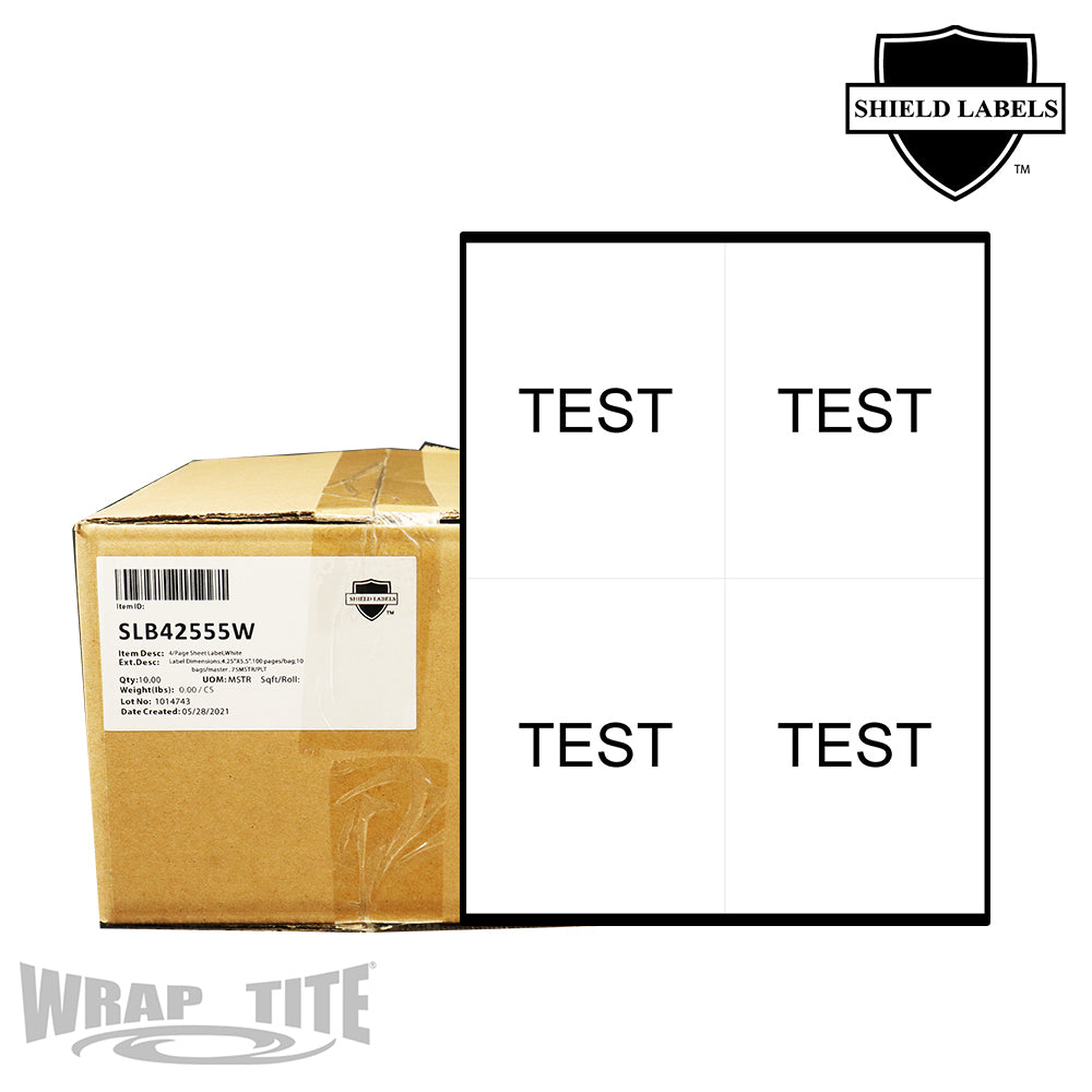 4.25" x 5.5" - 4/Page Sheet Label, White