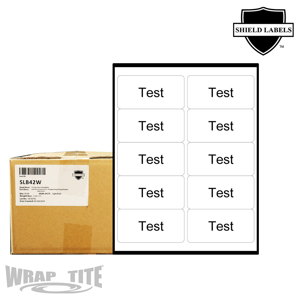 4" x 2" - 10/Page Sheet Label, White