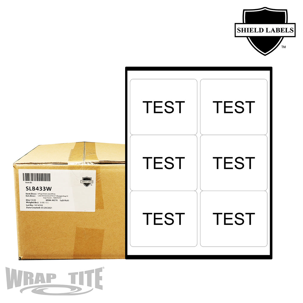 4" x 3.3" - 6/Page Sheet Label, White