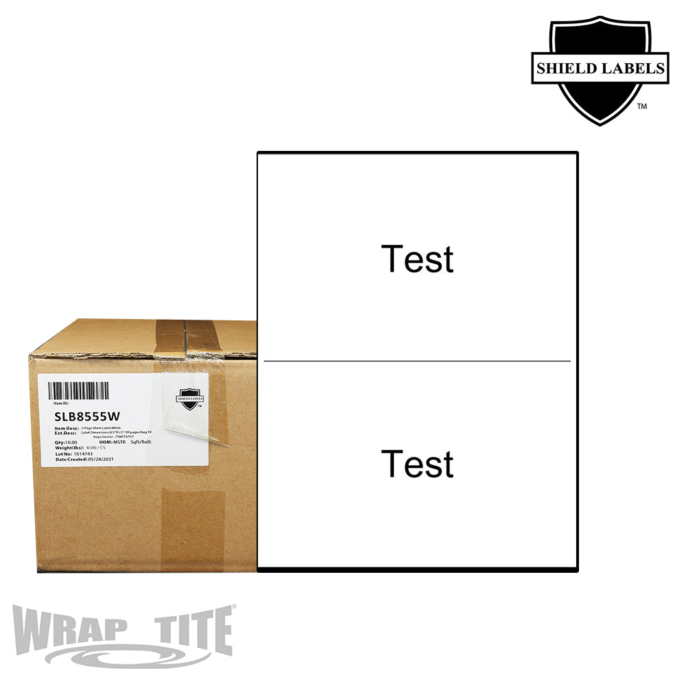 8.5" x 5.5" - 2/Page Sheet Label, White