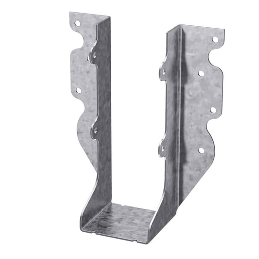 Galvanized steel joist hanger framing connector with pre-punched nail holes