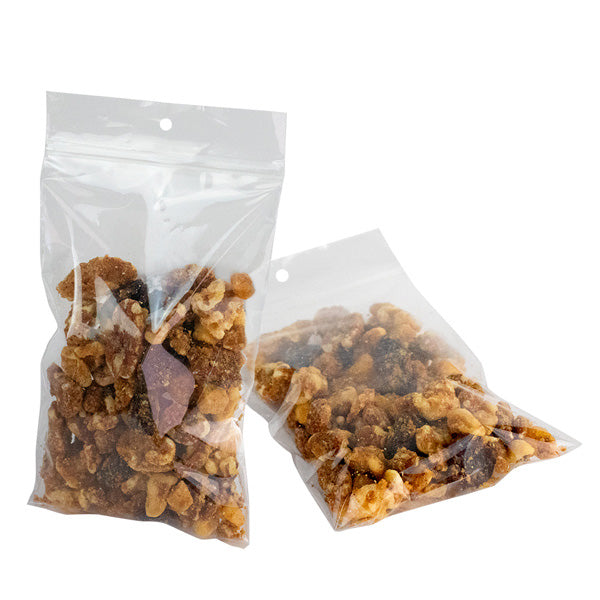 Clear reclosable zip-top poly bags filled with assorted fasteners
