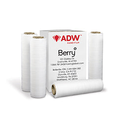 Rolls of clear Amcor cast hand stretch film stacked on a pallet