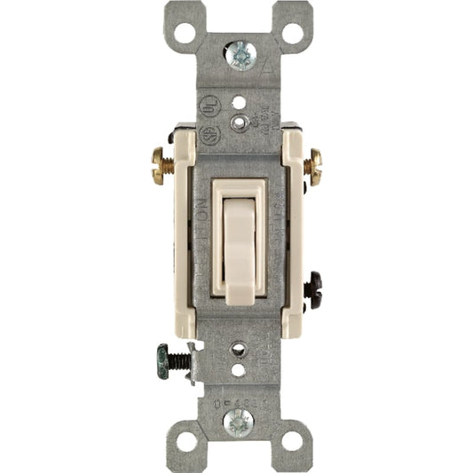 Leviton 15 amps Three Pole Toggle AC Quiet Switch Light Almond 1 pk