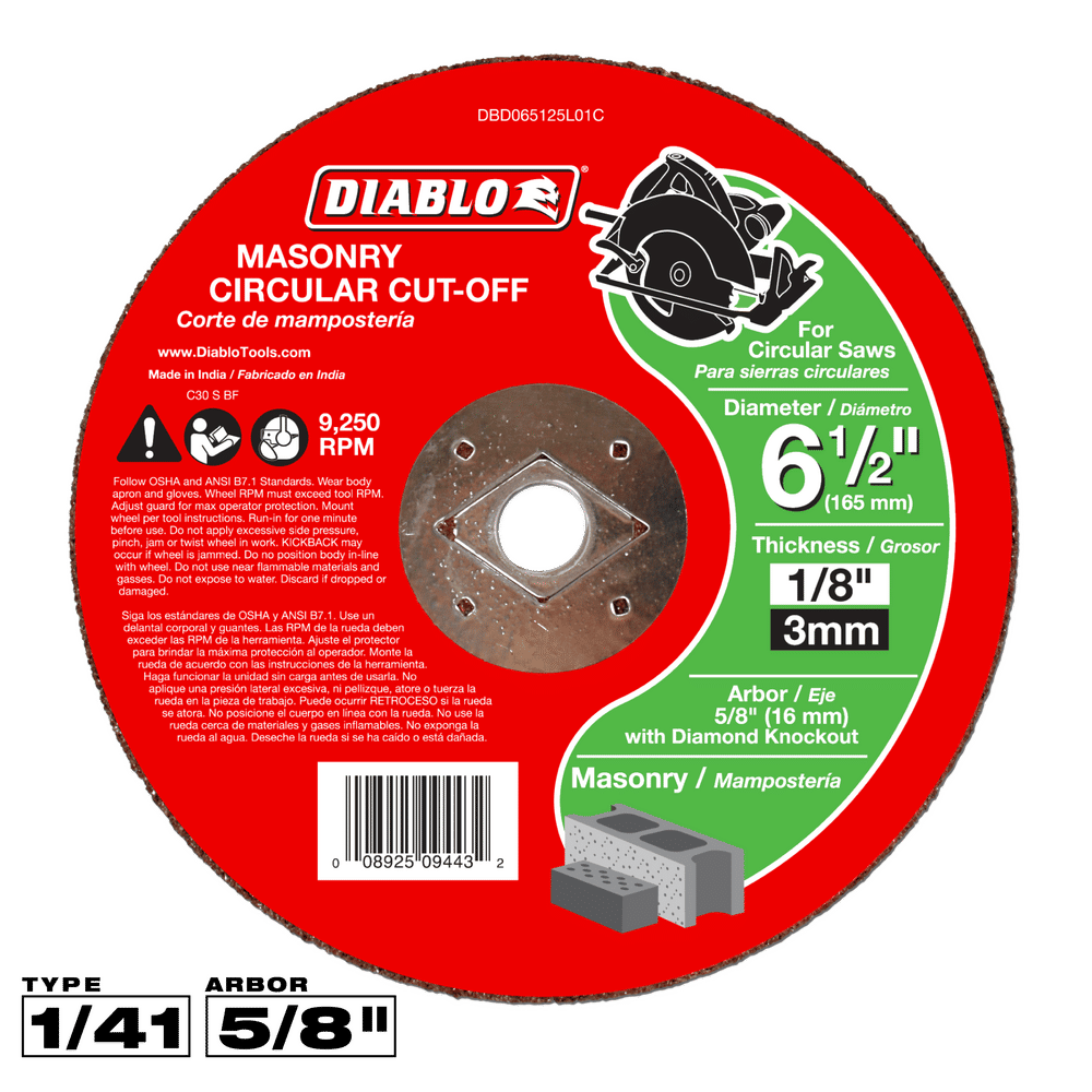 Diablo 6-1/2 in. D X 5/8 in. X 1/8 in. thick Silicon Carbide Masonry Circular Cut-Off Disc 1 pk