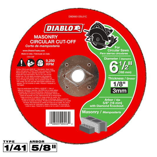 Diablo 6-1/2 in. D X 5/8 in. X 1/8 in. thick Silicon Carbide Masonry Circular Cut-Off Disc 1 pk