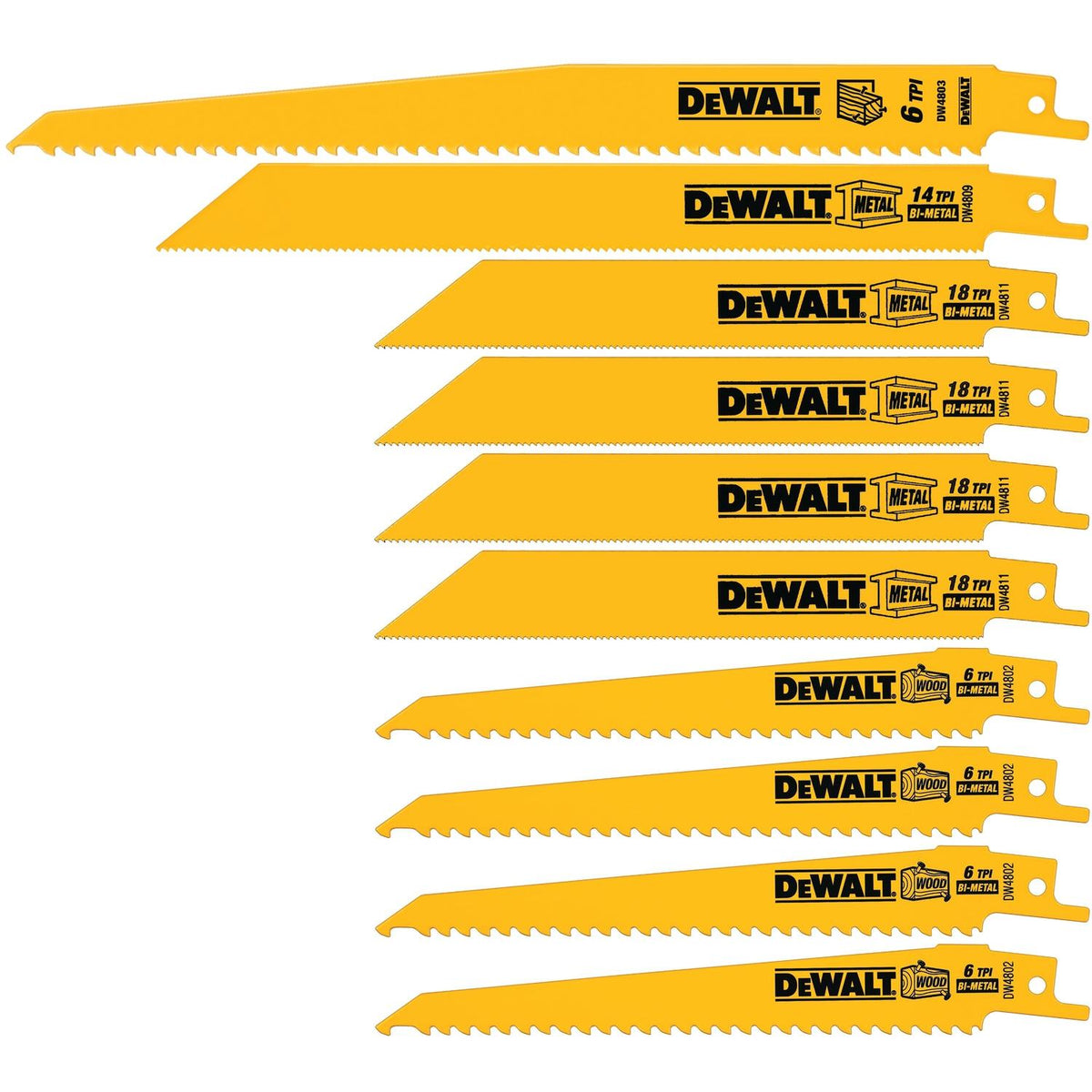 DW RECIP BLADE SET 10PC