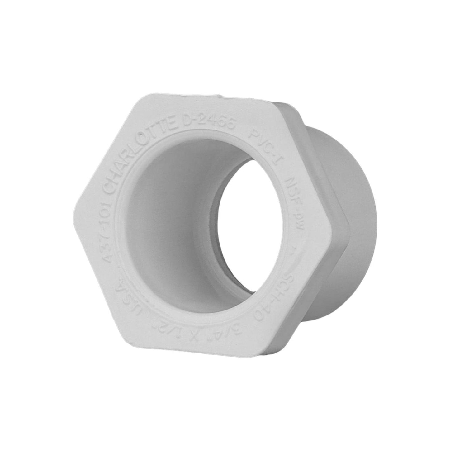 Charlotte Pipe Schedule 40 3/4 in. Spigot X 1/2 in. D Slip PVC Reducing Bushing 1 pk