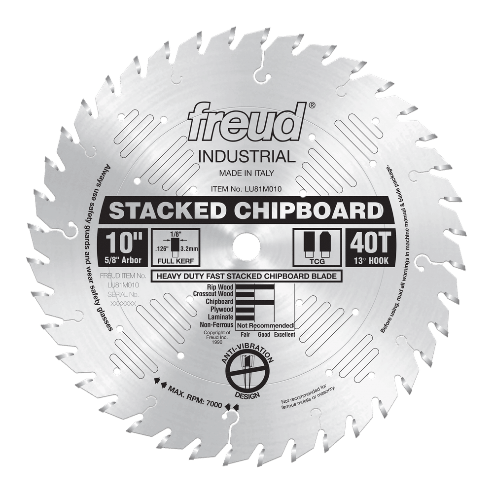 Freud 10 in. D X 5/8 in. HD Stacked Chipboard TiCo Hi-Density Carbide Saw Blade 40 teeth 1 pk