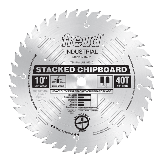 Freud 10 in. D X 5/8 in. HD Stacked Chipboard TiCo Hi-Density Carbide Saw Blade 40 teeth 1 pk