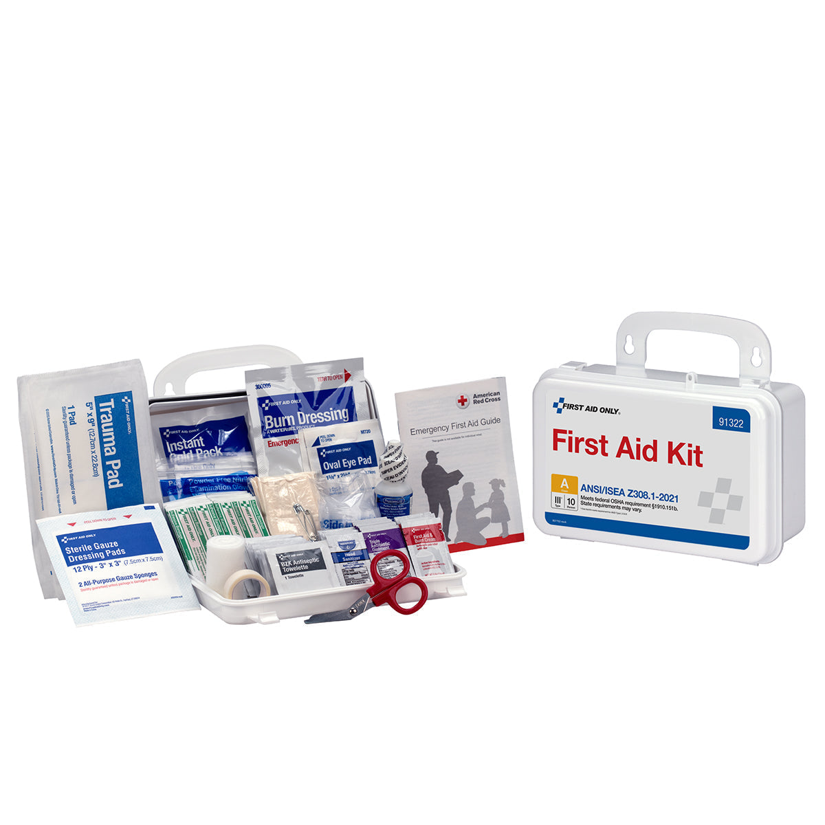 First Aid Only 91322 10 Person ANSI 2021 Class A Plastic First Aid Kit
