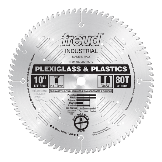 Freud 10 in. D X 5/8 in. Plastics TiCo Hi-Density Carbide Circular Saw Blade 80 teeth 1 pk