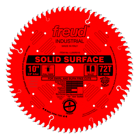 Freud 10 in. D X 5/8 in. Solid Surface TiCo Hi-Density Carbide Circular Saw Blade 72 teeth 1 pk
