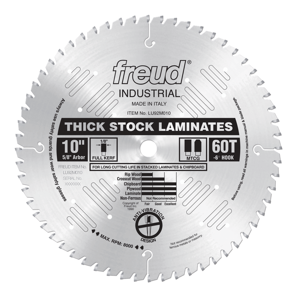 Freud 10 in. D X 5/8 in. Thick Laminate TiCo Hi-Density Carbide Circular Saw Blade 60 teeth 1 pk