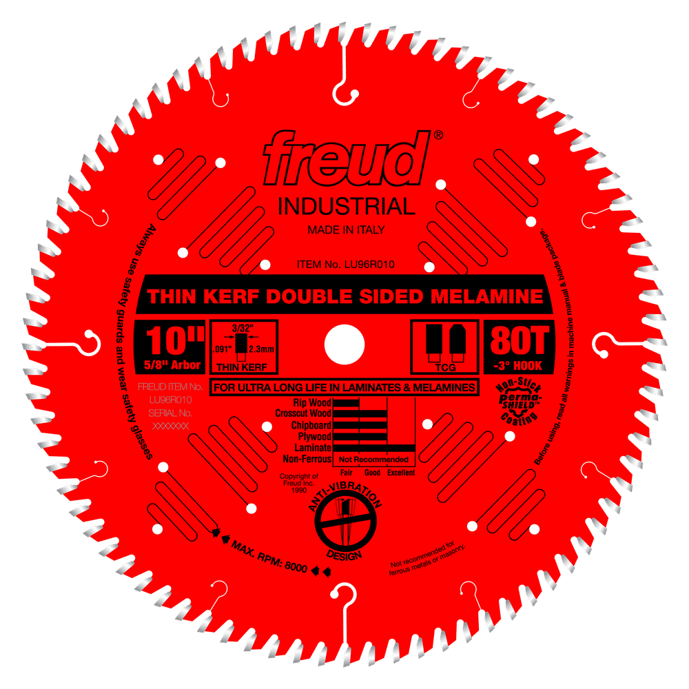 Freud 10 in. D X 5/8 in. Double Sided Laminates TiCo Hi-Density Carbide Saw Blade 80 teeth 1 pk
