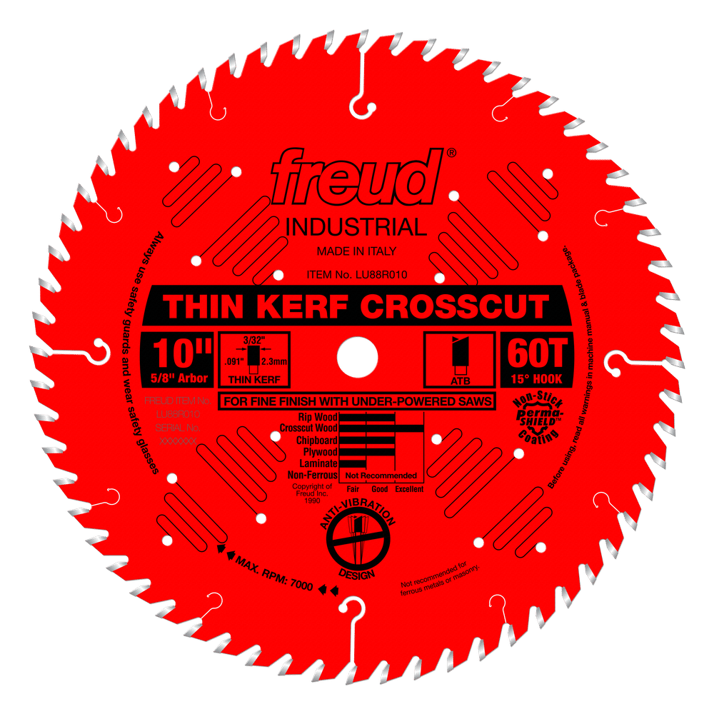Freud 10 in. D X 5/8 in. Fine Finish Crosscut TiCo Hi-Density Carbide Table Saw Blade 60 teeth 1 pk