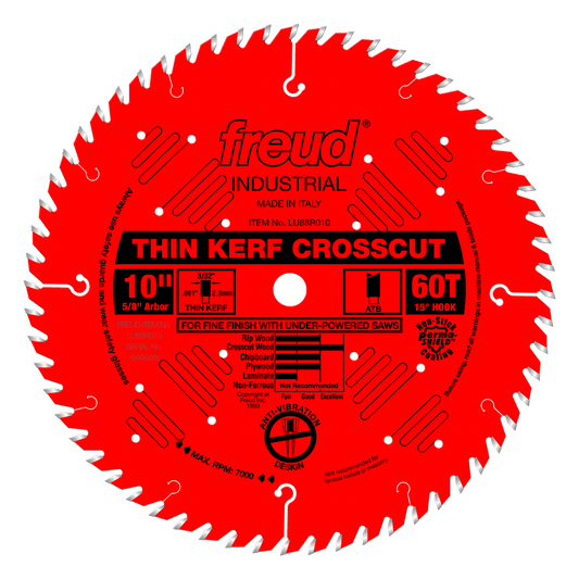 Freud 10 in. D X 5/8 in. Fine Finish Crosscut TiCo Hi-Density Carbide Table Saw Blade 60 teeth 1 pk