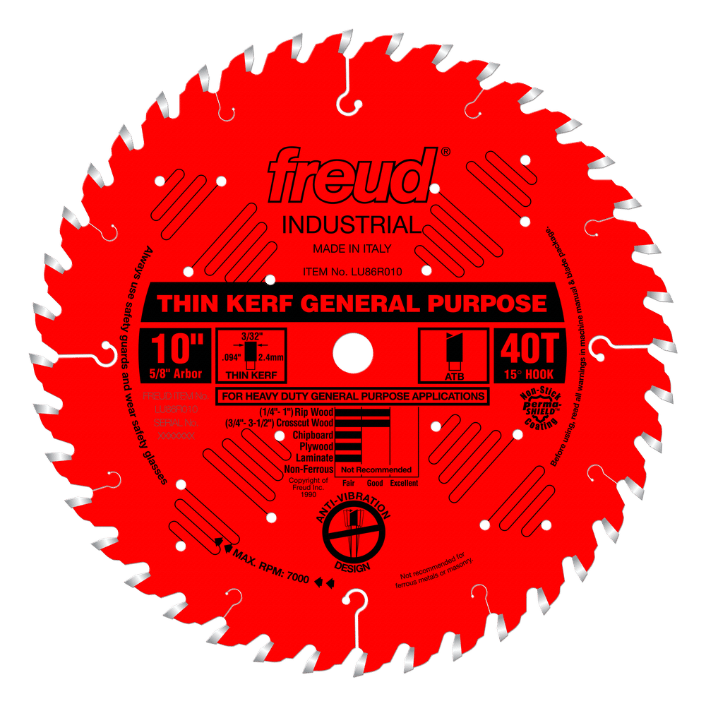 Freud 10 in. D X 5/8 in. Thin Kerf GP TiCo Hi-Density Carbide Circular Saw Blade 40 teeth 1 pk