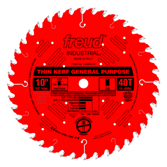 Freud 10 in. D X 5/8 in. Thin Kerf GP TiCo Hi-Density Carbide Circular Saw Blade 40 teeth 1 pk